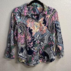LAUREN Ralph Lauren No Size Paisley Patchwork Button Shirt Cotton Handkerchief